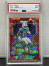 Jaylen Waddle 2021 Panini Prizm Red Cracked Ice Prizm Rookie RC PSA 9 MINT #338