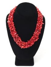 Stunning Bright Red Coral Layered Necklace