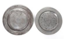 Two London Pewter Chargers, 18th c.