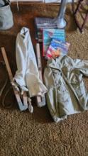 military field jacket, books, etc