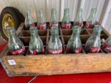 coca-Cola wooden crate with 12 Dale Jarrett, Coke bottles