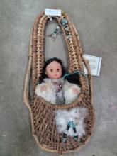 Native American basket and doll