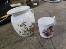 Floral Pitcher and Cup