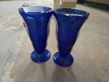 2 Cobalt Blue Ice cream Sundae cups