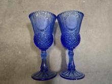 2 Cobalt Sundae Dishes With George and Martha Washington