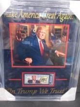 Donald Trump signed framed $100 note CAS COA