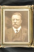 Vintage Original 12” x 10” Photograph Of Sitting US President Theodore Roosevelt, Framed Picture