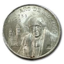 1953 5 Pesos Hidalgo Bicentennial 27 grams .720 Silver Coin