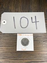 1988-D German One Deutsch Mark Coin in Paper Flip, Proof Written On Display as Pictured