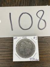 1880 USA Morgan Silver Dollar Coin in Paper Flip 90% Silver