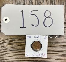 Error Coin - 1981 Double Stamped Lincoln One Cent in Paper Flip Display