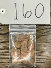 Lot of 50 Wheat Pennies 95% Copper Composition