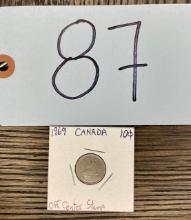 Error Coin - 1969 Canada 10 Cents Coin Sailing Ship Stamped Off Center