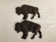 Two Cast Iron Buffalo Wall Plaques