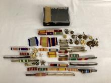 Military Buttons, Pins, Medal Bars, and Ribbons