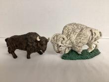 Two Ceramic Buffalos