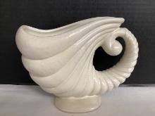 Roseville Pottery Off White Cornelian Cornucopia Vase