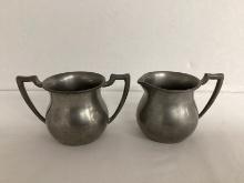 Old English Genuine Pewter Creamer and Sugar Bowl