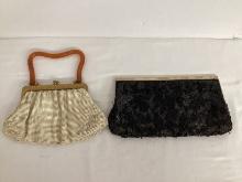 Whiting & Davis Mesh Bag with Bakelite Handle and Beaded Clutch Purse