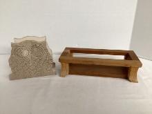 Owl Napkin Holder and Wood Plant/Candle Rack