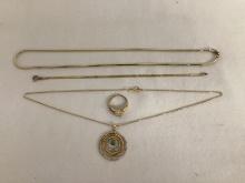 Gold Colored .925 Sterling Silver Necklaces, Pendant, Bracelet, and Ring