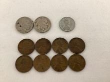 Buffalo Nickels, 1943 Steel Penny, Wheat Pennies