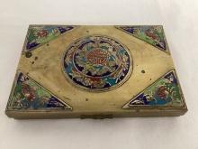 Adorned Brass Hinged Lid Box with Wood Lining