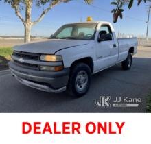 2000 Chevrolet C2500 Pickup Truck Runs & Moves, Missing Catalytic Converter, Missing Headlight, Need