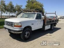 1996 Ford F450 Flatbed Truck Runs & Moves) (Must Be Registered Out Of State Due To CA Registration P