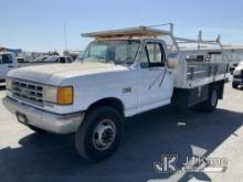 1991 Ford F450 Flatbed/Utility Truck Runs & Moves