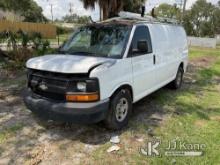 (Tampa, FL) 2007 Chevrolet Express G1500 Cargo Van Jump to Start, Runs & Moves) (Right Rear Flat Tir