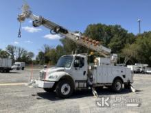 (China Grove, NC) Altec DM47-BR, Digger Derrick rear mounted on 2012 Freightliner M2 106 Utility Tru