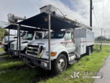 (Tampa, FL) Altec LR756, Over-Center Bucket Truck mounted behind cab on 2015 Ford F750 Chipper Dump