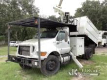 (Ocala, FL) Altec LR756, Over-Center Bucket Truck mounted behind cab on 2015 Ford F750 Chipper Dump