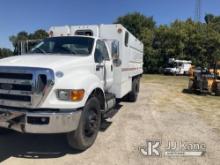 (Florence, SC) 2015 Ford F750 Chipper Dump Truck Runs & Moves) (Runs Rough, Electrical Issues, Winds