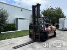 (Riviera Beach, FL) 1997 Toyota 6FDAU50 Solid Tired Forklift Runs, Moves & Operates) (Jump to Start)