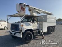 (Verona, KY) Altec LR4, Over-Center Bucket Truck mounted behind cab on 1997 GMC C7500 Chipper Dump T