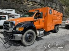 (Hanover, WV) 2012 Ford F750 Chipper Dump Truck Runs & Moves) (Jump to Start, Shits Hard, PTO Will N