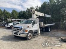 (Villa Rica, GA) National 500D, Hydraulic Crane mounted behind cab on 2006 Ford F750 Flatbed Truck N