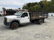 (China Grove, NC) 2011 Ford F450 Stake Truck Duke Unit) (Runs, Moves & Liftgate Operates) (Body/Pain