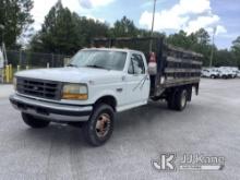 (Milton, FL) 1997 Ford F450 Stake Truck Runs & Moves) (Body/Paint Damage, Dash Damaged) (FL Resident