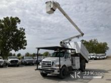 Terex XT55, Over-Center Bucket Truck mounted behind cab on 2010 Ford F750 Chipper Dump Truck Runs, M