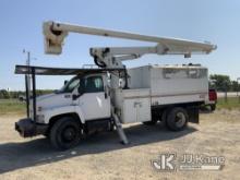 Altec LRV-55, Over-Center Bucket Truck mounted behind cab on 2006 GMC C7500 Chipper Dump Truck Runs,