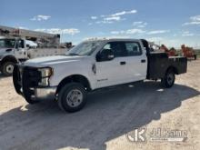 2017 Ford F350 4x4 Crew-Cab Flatbed Truck Runs & Moves) (TPMS Light On, Cracked Windshield, Drivers 