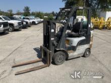 Nissan Solid Tired Forklift Runs, Moves, Operates, No LP Tank