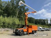 Altec LR760-E70, Over-Center Elevator Bucket Truck mounted behind cab on 2013 Ford F750 Chipper Dump