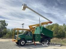 Altec LR7-56, Over-Center Bucket Truck mounted behind cab on 2015 Ford F750 Chipper Dump Truck Runs,