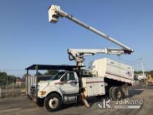 Altec LRV-60E70, Over-Center Elevator Bucket Truck mounted behind cab on 2012 Ford F750 Chipper Dump