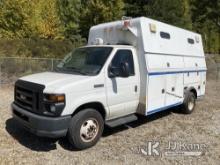 2010 Ford E450 Cutaway Enclosed Service Van Runs & Moves) (Road Side Utility Door Damaged, Does Not 