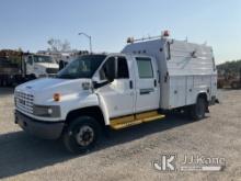 2008 GMC C5500 Crew-Cab Enclosed Service Truck Runs & Moves, Check Engine Light On, Oil/ Wrench Ligh